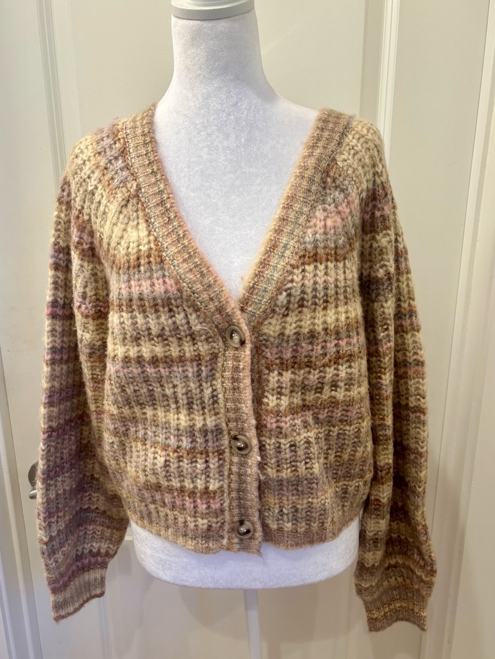 NWOT Jessica Simpson V-Neck Button Cardigan wool blend Sweater - L